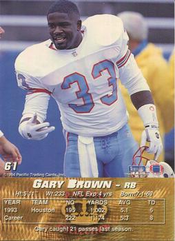 1994 Pacific #61 Gary Brown Back