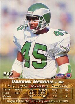 1994 Pacific #248 Vaughn Hebron Back