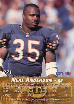 1994 Pacific #271 Neal Anderson Back