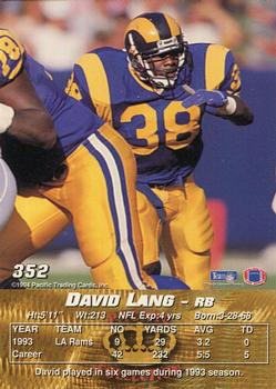 1994 Pacific #352 David Lang Back