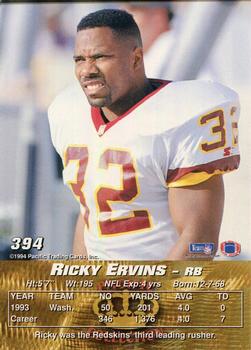 1994 Pacific #394 Ricky Ervins Back