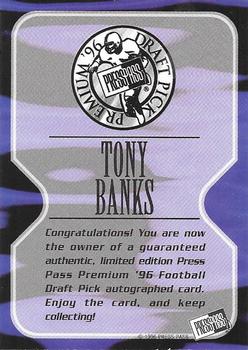 1996 Press Pass - Autographs #NNO Tony Banks Back
