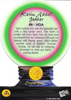 1996 Press Pass - Crystal Ball #CB7 Karim Abdul-Jabbar Back