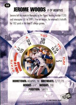 1996 Press Pass - Holofoil #32 Jerome Woods Back