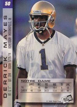 1996 Press Pass Paydirt #50 Derrick Mayes Back