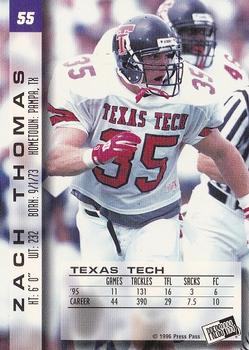 1996 Press Pass Paydirt #55 Zach Thomas Back