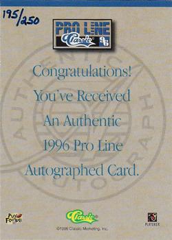 1996 Pro Line - Autographs Gold #NNO Sedric Clark Back