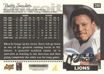 1996 Score - Field Force #200 Barry Sanders Back