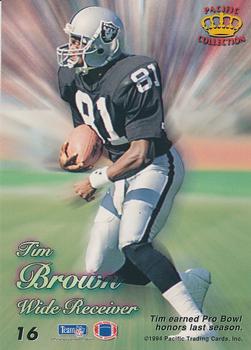 1994 Pacific Prisms #16 Tim Brown Back
