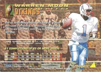 1994 Pinnacle #77 Warren Moon Back