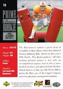 1996 Upper Deck Silver Collection - Prime Choice Rookies #15 Mike Alstott Back
