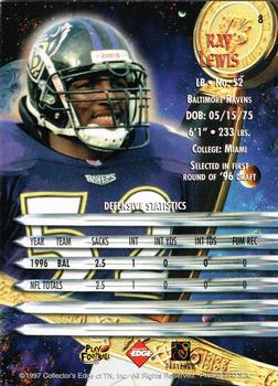 1997 Collector's Edge Excalibur - Non-Foil Parallel #8 Ray Lewis Back