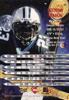 1997 Collector's Edge Excalibur - Non-Foil Parallel #21 Anthony Johnson Back