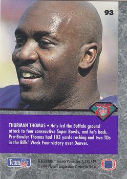 1994 Playoff Contenders #93 Thurman Thomas Back