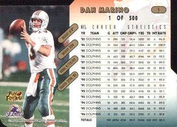 1997 Donruss - Press Proofs Gold Die Cuts #1 Dan Marino Back