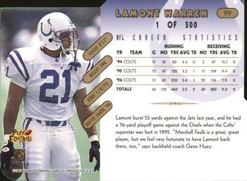 1997 Donruss - Press Proofs Gold Die Cuts #99 Lamont Warren Back