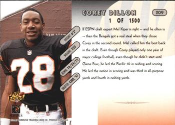 1997 Donruss - Press Proofs Silver #209 Corey Dillon Back