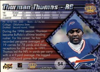 1997 Pacific Crown Collection - Copper #54 Thurman Thomas Back