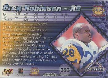 1997 Pacific Crown Collection - Copper #350 Greg Robinson Back