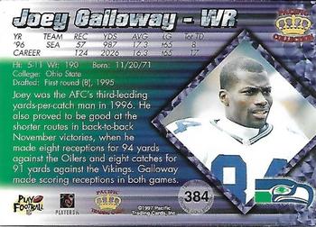 1997 Pacific Crown Collection - Copper #384 Joey Galloway Back