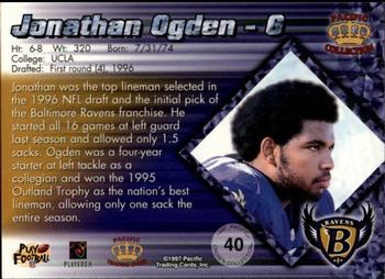 1997 Pacific Crown Collection - Platinum Blue #40 Jonathan Ogden Back