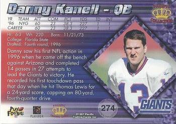 1997 Pacific Crown Collection - Silver #274 Danny Kanell Back