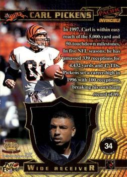 1997 Pacific Invincible - Copper #34 Carl Pickens Back