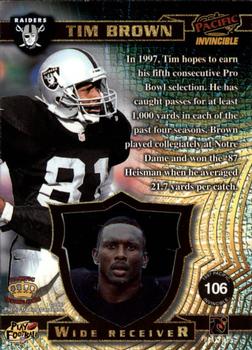 1997 Pacific Invincible - Red #106 Tim Brown Back