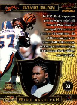 1997 Pacific Invincible - Silver #33 David Dunn Back