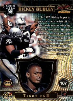 1997 Pacific Invincible - Silver #107 Rickey Dudley Back