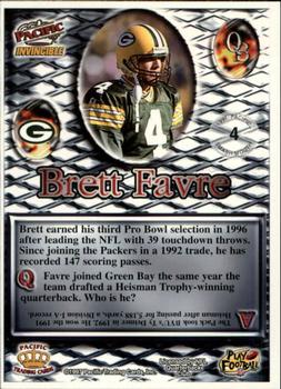1997 Pacific Invincible - Smash-Mouth #4 Brett Favre Back