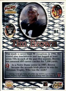 1997 Pacific Invincible - Smash-Mouth #81 Tim Brown Back