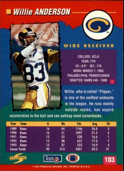 1994 Score #103 Willie Anderson Back