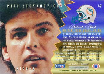 1994 Select #47 Pete Stoyanovich Back