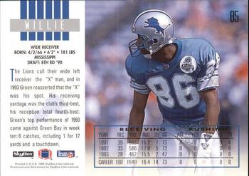 1994 SkyBox Impact #85 Willie Green Back
