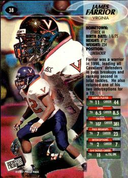 1997 Press Pass - Red Zone #38 James Farrior Back