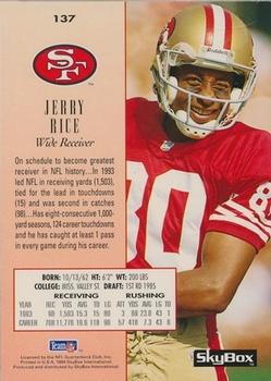 1994 SkyBox Premium #137 Jerry Rice Back