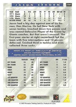 1997 Score Hobby Reserve #147 Jason Sehorn Back