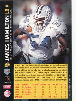 1997 Score Board NFL Rookies #58 James Hamilton Back