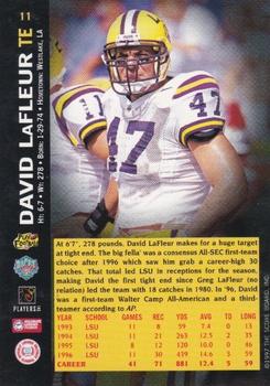 1997 Score Board NFL Rookies - Dean's List #11 David LaFleur Back