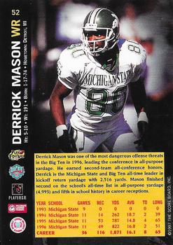 1997 Score Board NFL Rookies - Dean's List #52 Derrick Mason Back