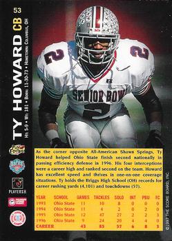 1997 Score Board NFL Rookies - Dean's List #53 Ty Howard Back