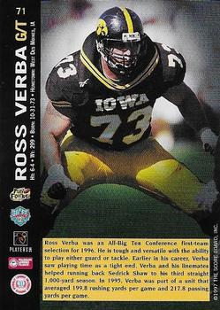 1997 Score Board NFL Rookies - Dean's List #71 Ross Verba Back