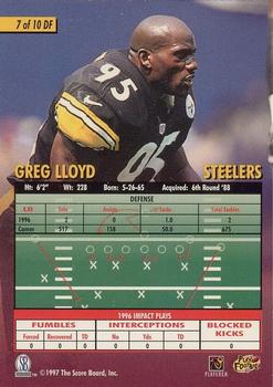 1997 Score Board Playbook By The Numbers #7DF Greg Lloyd Back