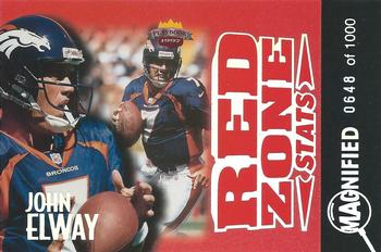 1997 Score Board Playbook By The Numbers - Red Zone Stats Magnified Silver #RZ5 John Elway Front