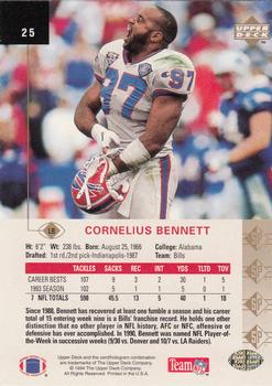 1994 SP #25 Cornelius Bennett Back