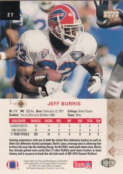 1994 SP #27 Jeff Burris Back