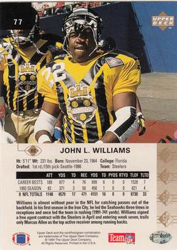 1994 SP #77 John L. Williams Back