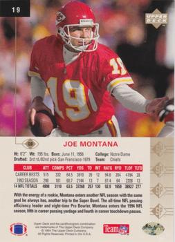 1994 SP #19 Joe Montana Back