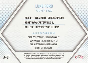 2023 SAGE HIT - Autographs Red (Low Series) #A-LF Luke Ford Back